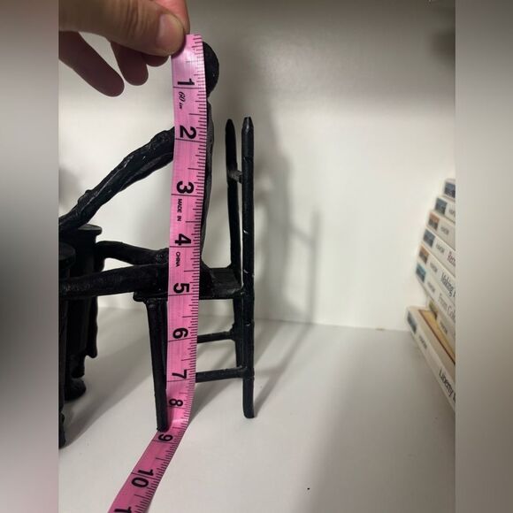 90s Modernist Black Cast Iron Set of Two Brutal Musicians Art Sculpture - Picture 11 of 13